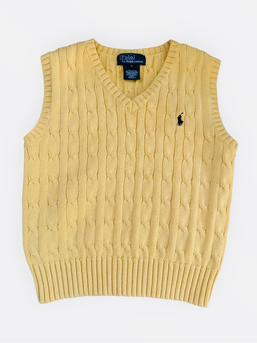 Boys Ralph Lauren Yellow Cable-Knit V-Neck Sweater Vest